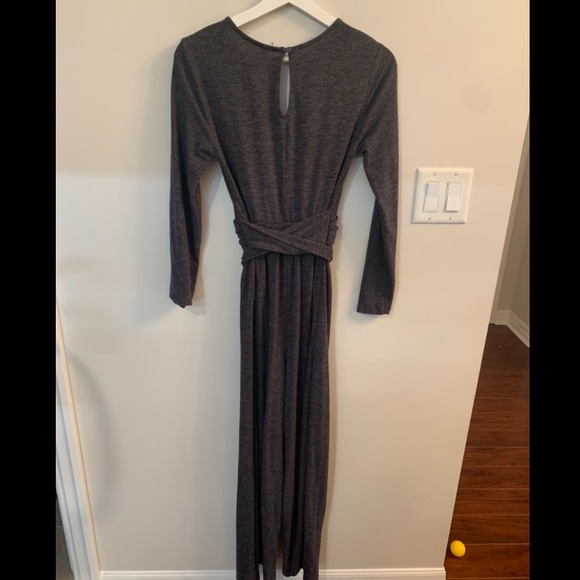 Grey Maternity Twist-Front Tie-Waist Jumpsuit - Picture 3 of 5